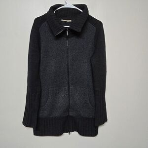 Smartwool Women Sweater Small Gray Knit Merino Wool Zip Long Sleeve Pockets Flaw